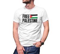 Free Palestine Fight Flag Camiseta De Hombre Blanca Size M