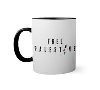Free palestine flag in the heart Taza de color negro con mango a juego 330ml