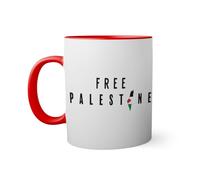 Free palestine flag in the heart Taza de color roja con mango a juego taza 330ml