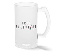 Free palestine flag in the heart Taza de cristal pintado transparente Taza para de Beer 500ml