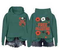 Free Palestine - Sudadera vintage con diseño de bandera floral y diseño de bandera de Palestina, unisex, Verde, 1, S