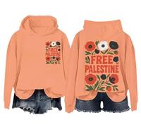 Free Palestine - Sudadera vintage con diseño de bandera floral y diseño de bandera de Palestina, unisex, Hami Orange-1, S