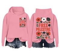 Free Palestine - Sudadera vintage con diseño de bandera floral y diseño de bandera de Palestina, unisex, Rosa-1., 3XL