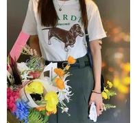 (Free Size,105)Clotty Team Fashion Brand Short Sleeve Little Daisy Summer Go-Eun Kim Same Style Loose-Fitting Pure Cotton T-Shirt Female Summer