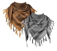FREE SOLDIER 100% Baumwolle Shemagh Military Tactical Keffiyeh Desert Kopf Halstuch 110 x 110 cm Arab Wrap mit Quaste für Herren & Damen(Grau & Braun Set)