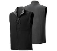 FREE SOLDIER Chaleco ligero Softshell para hombre, impermeable y resistente al viento, transpirable, con varios bolsillos, deportivo para golf, ciclismo, correr, senderismo y trabajo, Negro y gris., M