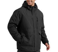 FREE SOLDIER Chaqueta de esquí impermeable para hombre con forro polar cálido cuello de nieve de invierno con capucha y costuras totalmente selladas, Negro, M