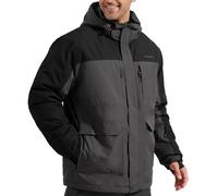 FREE SOLDIER Chaqueta de esquí impermeable para hombre con forro polar cálido cuello de nieve de invierno con capucha y costuras totalmente selladas, Gris Oscuro con Negro, S