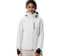 FREE SOLDIER Chaqueta de Esquí Impermeable para Mujer Forrada de Forro Polar Abrigada Invierno Lluvia con Capucha Costuras Completamente Selladas,(Blanco,M)