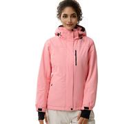 FREE SOLDIER Chaqueta de Esquí Impermeable para Mujer Forrada de Forro Polar Abrigada Invierno Lluvia con Capucha Costuras Completamente Selladas,(Rosa,XXL)