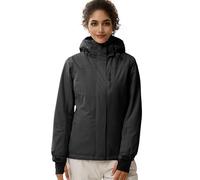 FREE SOLDIER Chaqueta de Esquí Impermeable para Mujer Forrada de Forro Polar Abrigada Invierno Lluvia con Capucha Costuras Completamente Selladas,(Negro,XL)