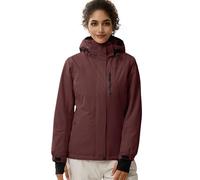 FREE SOLDIER Chaqueta de Esquí Impermeable para Mujer Forrada de Forro Polar Abrigada Invierno Lluvia con Capucha Costuras Completamente Selladas,(Rojo,XXL)