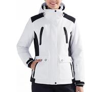 FREE SOLDIER Chaqueta de nieve impermeable de esquí para mujer con forro polar cálido invierno chaqueta de lluvia con capucha costuras completamente selladas (blanco negro, M)