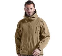 FREE SOLDIER Chaquetas Invierno para Hombre Cazadoras Militar Softshell Ropa de Trabajo Impermeable con Forro Polar para Exteriores Chaquetas de Caza Multibolsillos con Capucha(Marrón,L)