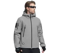 FREE SOLDIER Chaquetas Invierno para Hombre Cazadoras Militar Softshell Ropa de Trabajo Impermeable con Forro Polar para Exteriores Chaquetas de Caza Multibolsillos con Capucha (Gris Claro,L)