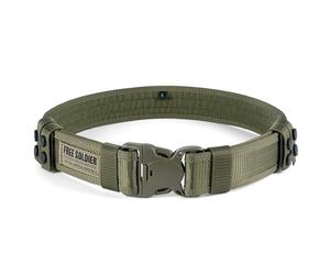 FREE SOLDIER Cinturón táctico de combate, cinturón externo ajustable, utilidad militar, para equipo de policía, para ejército, caza, actividades al aire libre (verde militar)
