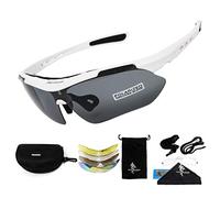 FREE SOLDIER Gafas Ciclismo Hombre Gafas tácticas Militares Motocross anti-UV400 de Sol polarizadas 5 en 1 para MTB Airsoft Correr, Pescar, Conducir, Deportes al Aire Libre(Blanco)