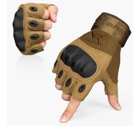 FREE SOLDIER Guantes Moto Verano Hombre Guantes Tacticos Militares para Deportes al Aire Libre, Escalada, Ciclismo, MTB, Airsoft, Paintball, Senderismo, Acampada, Trabajo(Sin Dedos/Sand Color, S)