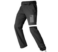 FREE SOLDIER Pantalones de Senderismo Convertibles para Hombre, Ligeros, de Secado rápido, con piernas Desmontables con Cremallera y cinturón (Negro, 56 EU)