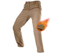 FREE SOLDIER Pantalones de Trabajo Softshell para Hombre Pantalones Trekking Termico Pantalones Montaña Impermeable Pantalones de Snowboard de Invierno Pantalones de Caza(Color de Barro, 56 Largos)