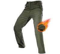 FREE SOLDIER Pantalones de Trabajo Softshell para Hombre Pantalones Trekking Termico Pantalones Montaña Impermeable Pantalones de Snowboard de Invierno Pantalones de Caza (Verde, 52 Largos)