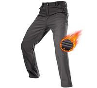 FREE SOLDIER Pantalones de Trabajo Softshell para Hombre Pantalones Trekking Termico Pantalones Montaña Impermeable Pantalones de Snowboard de Invierno Pantalones de Caza (Gris, 52 Largos)