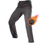 FREE SOLDIER Pantalones de Trabajo Softshell para Hombre Pantalones Trekking Termico Pantalones Montaña Impermeable Pantalones de Snowboard de Invierno Pantalones de Caza (Gris, 56 Largos)