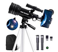 FREE SOLDIER Telescopio para niños y Principiantes de astronomía, telescopio Refractor de Apertura de 70 mm para observar Estrellas con Adaptador de teléfono de trípode Ajustable