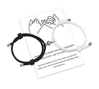 free-space Juego de pulseras magnéticas personalizadas para parejas Cuerda hecha a mano de atracción mutua para 2 pulseras trenzadas a juego Votos de amor eterno Regalo de joyería (Blanco negro)
