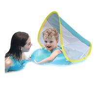 Free Swimming Baby Inflatable Baby Swim Float with Sun Canopy Size Improved Infant Pool Floaties Swimming Pool Toys for The Age of 3-72 Months(Blue X