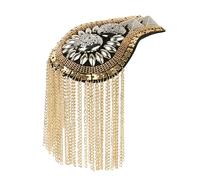 Freebily 2Pcs Charreteras Divisa Hombro con Flecos para Vestido Chaqueta Tejana Galón Punk Vintage Epaulet Hombreras de Pines Broches Joyería de Fiesta Boda Adultos Dorado Tipo A One Size