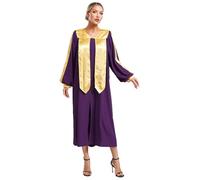 Freebily Bata De Coro Unisex para Mujer Hombre Vestido Cuello V Manga Larga Bata De Bautismo Disfraz De Juez Vestido De Graduación Morado XL
