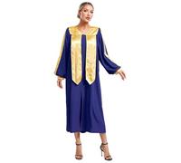 Freebily Bata De Coro Unisex Para Mujer Hombre Vestido Cuello V Manga Larga Bata De Bautismo Disfraz De Juez Vestido De Graduación Azul XL