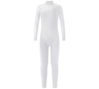 Freebily Bodies Jumpsuit para Danza Ballet Fitness Leotardo Monos Elásticas Deporte Gimnasia Ritmica Traje Una Pieza de Manga Larga Verano Niñas Niños 5-12 Años S Blanco 9-10 años