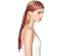 Freebily Bufanda Accesoria Versátil Foulard Cuello Lentejuelas Mujer Atado Rojo Talla única