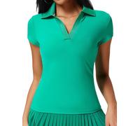 Freebily Camiseta mujer nueva golf: manga corta, sensación desnuda, secado rápido, cuello V profundo, cuello redondo para outdoor, usable para tenis, suave transpirable Verde XL