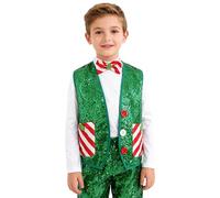 Freebily Chaleco De Navidad Para Niños Chaleco Sin Mangas De Lentejuelas Brillantes Disfraz De Juego De Rol De Papá Noel Verde 5-6 años