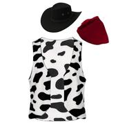 Freebily Chaleco Estampado de Vaca para Hombre Chaleco sin Manga Cowboy Disfraz Navidad Halloween Cárdigan Franela Cosplay Invierno Hombre Negro B S