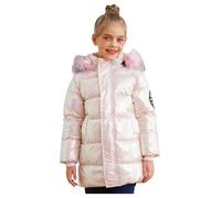 Freebily Chaqueta Acolchada con Capucha Metalizada Niña Abrigo Casual Cálida Brillante Abrigo Manga Larga con Cremallera Ropa Otoño Invierno Rosa 11-12 años