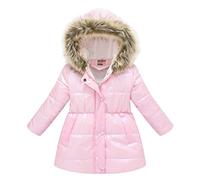 Freebily Chaqueta Plumífero para Niña Abrigo de Plumas con Cremallera y Capucha de Pelos Invierno Caliente Acolchada Largo Abrigo de Grueso Cálida 3-12 Años Rosa 11-12 años