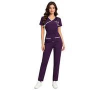 Freebily Combinaison Cirugía Mujer Uniforme Enfermería Médica Uniforme Médico Traje Pintura Todo El Cuerpo Conjuntos Uniformes Trabajo Púrpura M