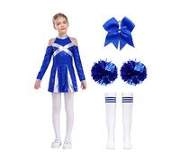 Freebily Conjunto De 4 Piezas De Uniforme De Animadora Para Niñas Disfraz De Líder De Animadora Para Eventos Escolares Ropa De Fiesta Actuación Azul 11-12 años