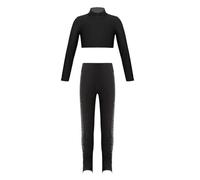 Freebily Conjunto de Deportivos para Niñas Crop Top de Manga Larga y Leggings Elásticos Pantalones Largos de Deporte Ropa de Gimnasia Yoga Fitness 5-14 Años U Negro 7-8 años