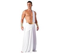Freebily Disfraz De Dios Griego Toga Para Hombre Falda Larga De Un Hombro Disfraz De Fiesta De César Trajes De Cosplay Para Halloween Blanco C S