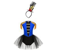 Freebily Disfraz de Presentador de Circo para Niña Vestido Tutú Lentejuelas Maillot Ballet de Danza Mono Disfraz del Carnaval Halloween Fiesta Azul Real A 11-12 años
