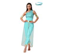 Freebily Disfraz De Princesa Del Desierto Azul Para Mujer Traje De Baile De India Disfraz Para Cosplay Halloween Carnaval Menta verde XXL