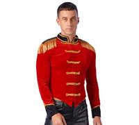 Freebily Disfraz De Ringmaster Cosplay Para Hombre Chaqueta De Estilo Militar De Soldado Abrigo De Satén Con Flecos Traje Ajustado De Oficial Punk Disfraces De Carnaval Rojo A L