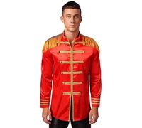 Freebily Disfraz De Ringmaster Cosplay Para Hombre Chaqueta De Estilo Militar De Soldado Abrigo De Satén Con Flecos Traje Ajustado De Oficial Punk Disfraces De Carnaval Rojo M