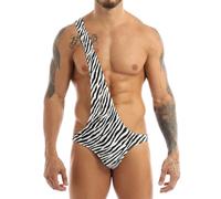 Freebily Lencería para Hombres Thong de Cebra Rayada Mankini Bodysuit Atractiva Ropa Interior Erótica Sexy para Hombre Briefs Traje de Broma Despedida Soltero Negro Talla única