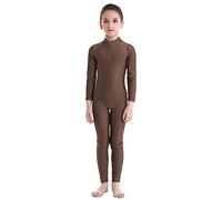 Freebily Maillot de Gimnasia para Niña Mono de Danza Fitness Gym Maillots Jumpsuit Deportivo Manga Larga Elástica Leotardo Ballet Patinaje Niña Marrón 10-12 años